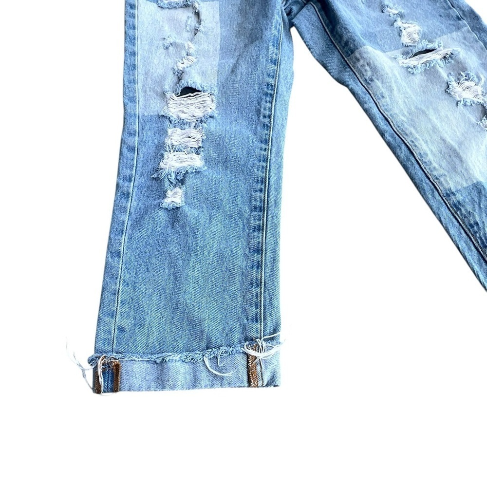 Gilded Intent 28 High Rise Distressed Ankle Cuffed Straight Leg Jeans - Picture 3 of 10